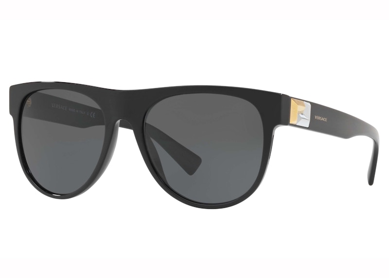 Pre-owned Versace Women's Greca Tetris Sunglasses In Dark Grey/black (ve4346 Gb1/87)