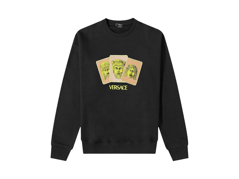 Pre-owned Versace Men's Greek Masks Crew Sweatshirt In Black