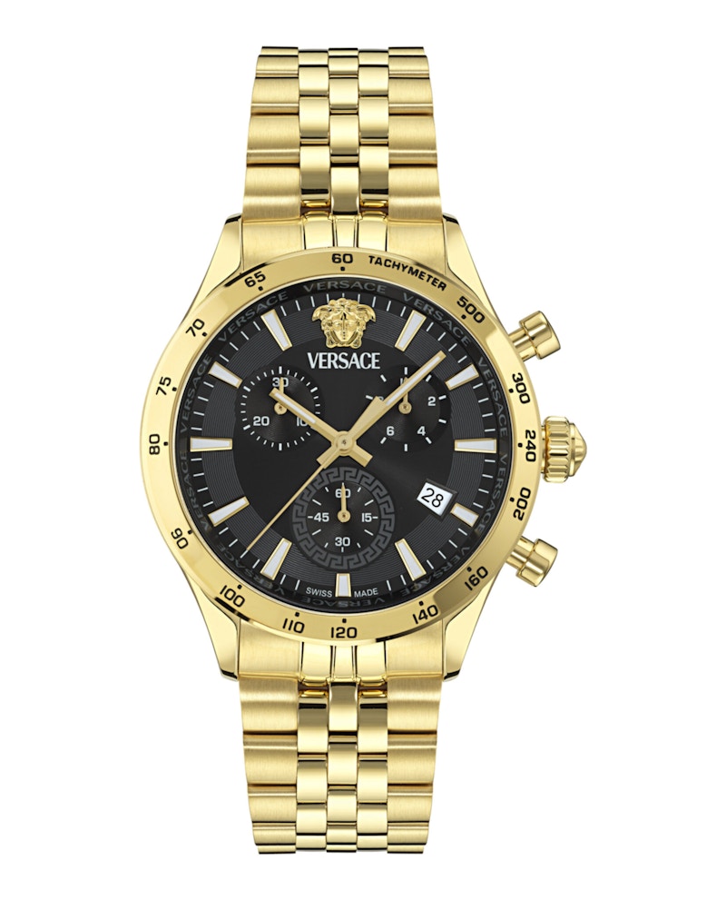 Pre-owned Versace Men's  Hellenyium Chrono Petite Bracelet Vecfa0524 Watch In Stainless Steel In Silver