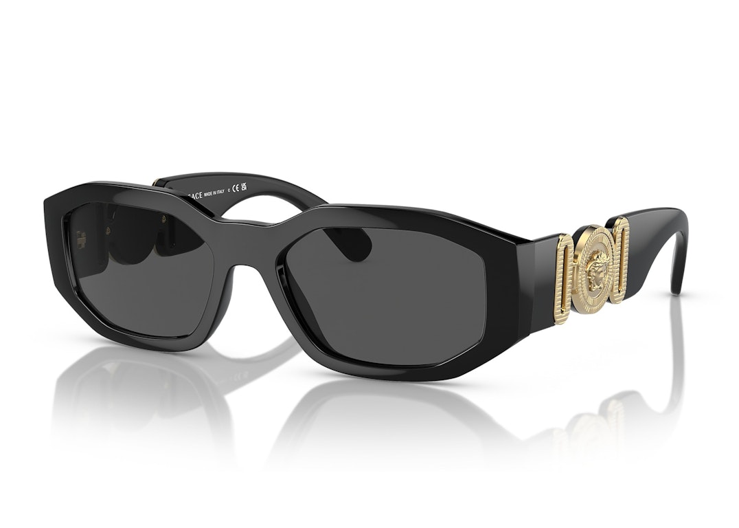 Pre-owned Versace Irregular Biggie Sunglasses Black/dark Grey (ve4361)