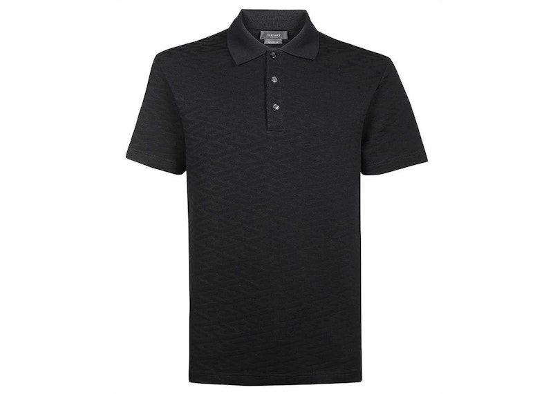 Pre-owned Versace Men's  La Greca Polo Shirt In Black