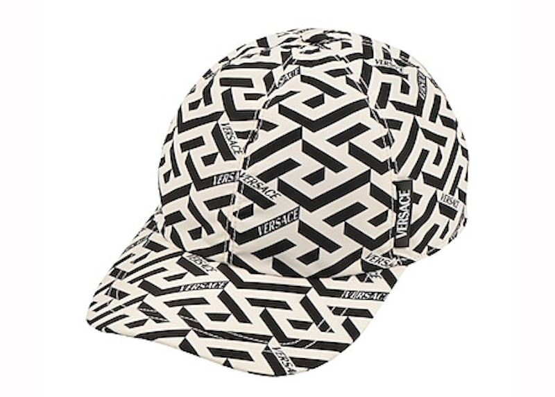 Versace La Greca Print Baseball Hat Black White Men's - GB