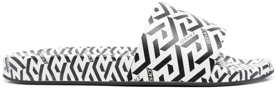 Versace La Greca Print Slide Black White Herren - DSU6516-1A01736-5W040 ...