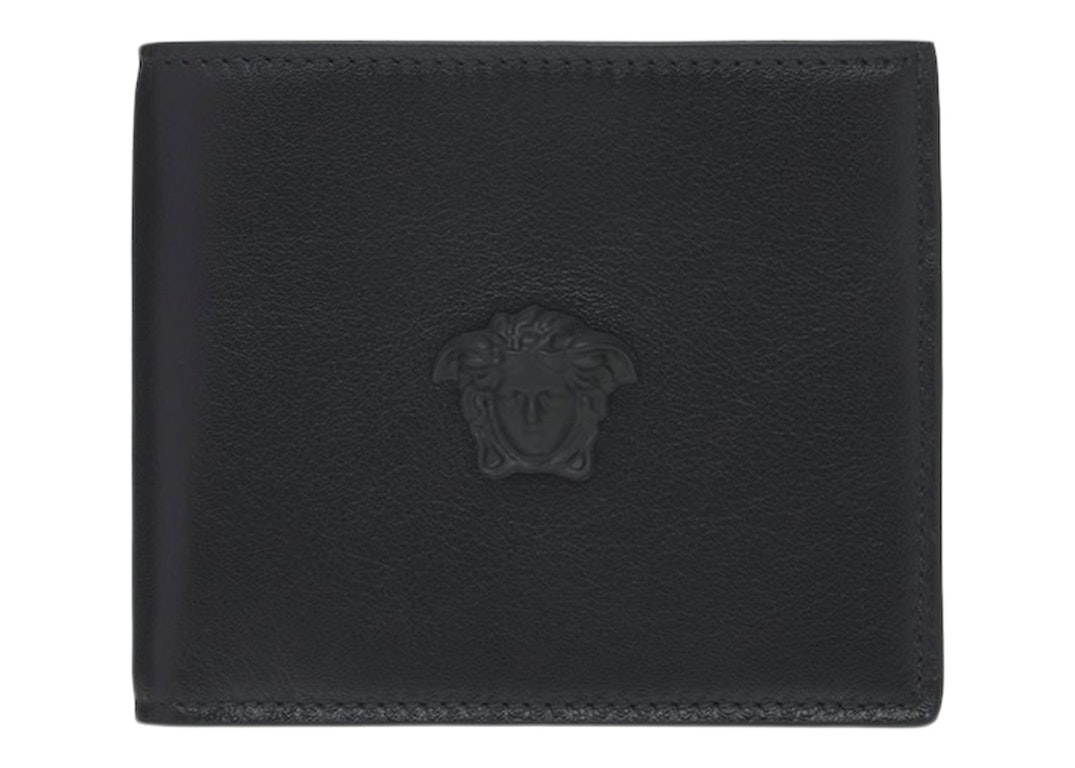 Pre-owned Versace La Medusa (6 Card Slot 2 Cash Compartments) Bi-fold Wallet Black/black