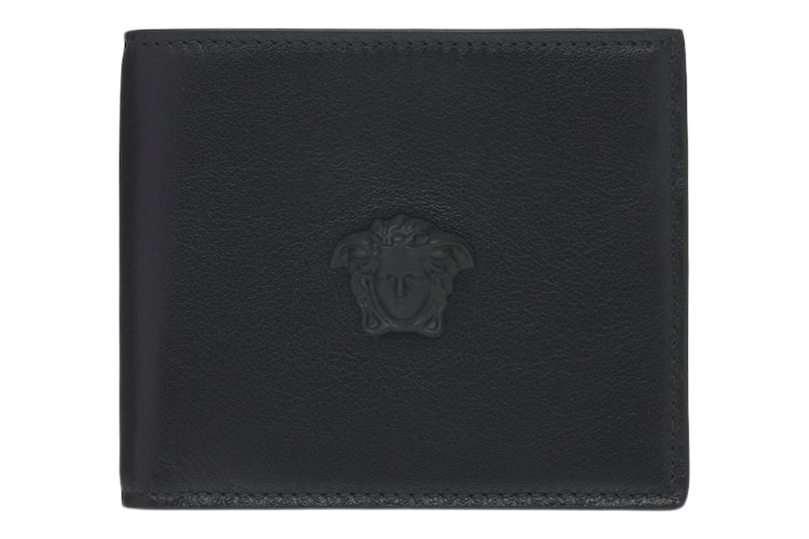 Pre-owned Versace La Medusa (6 Card Slot 2 Cash Compartments) Bi-fold Wallet Black/black