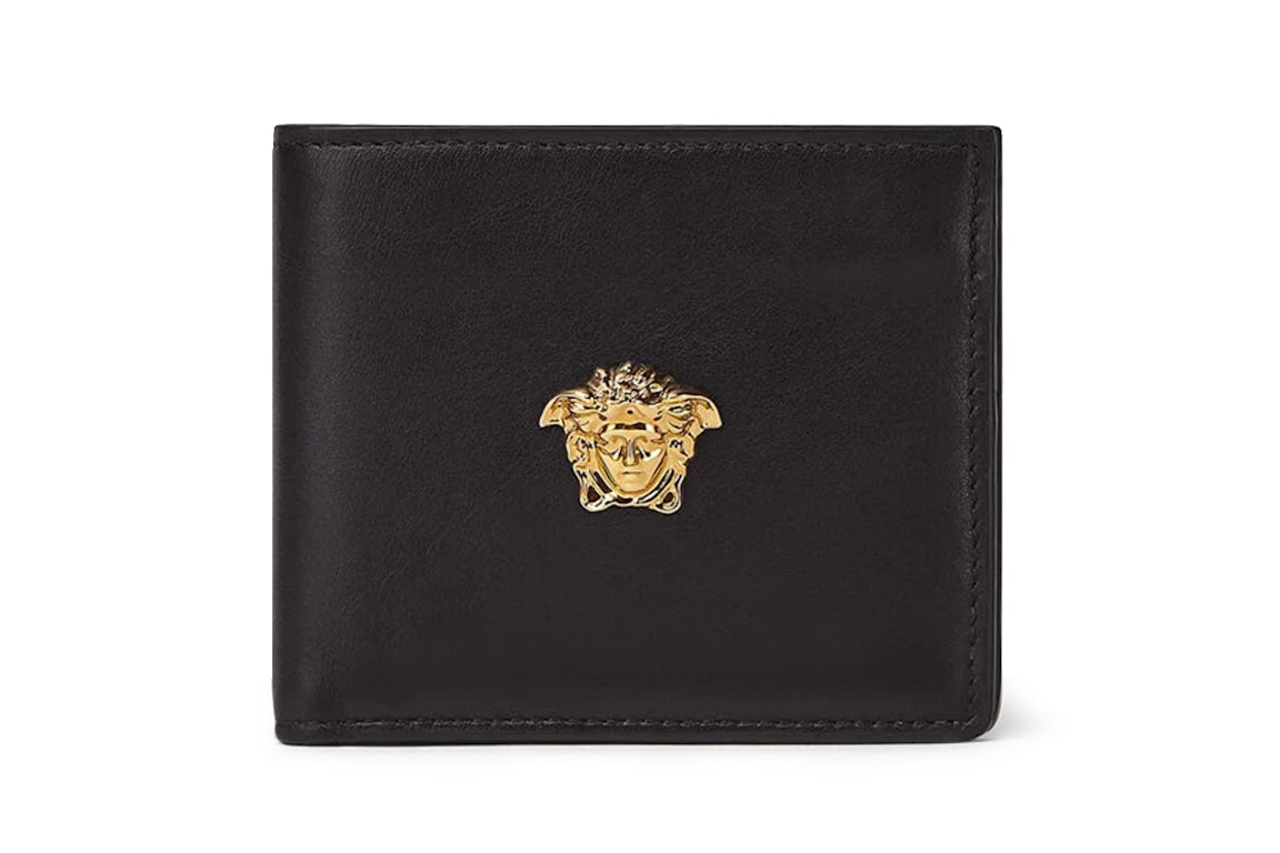Pre-owned Versace La Medusa Bifold (6 Card Slot) Wallet Black