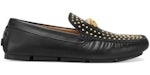 Versace La Medusa Suede Driver Loafers Black