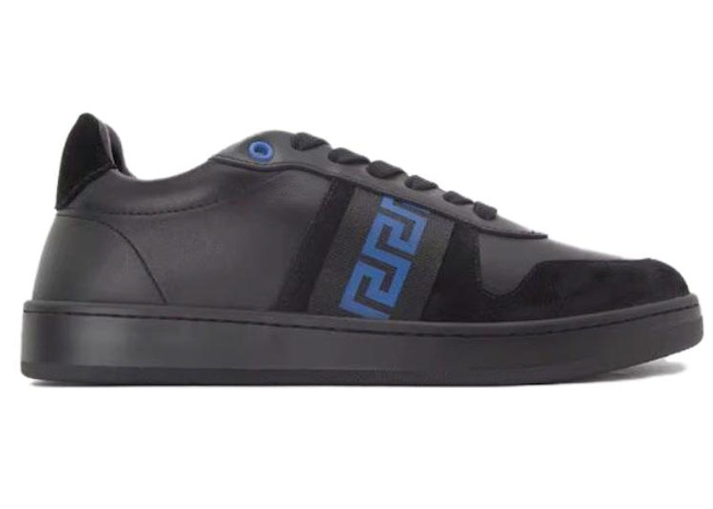 Versace Leather Low Top Sneaker Black Blue Men's - 1011938 1A08931