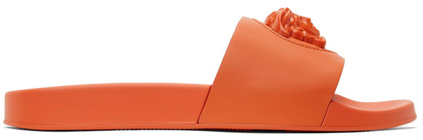 Versace Leather Slides La Medusa Orange Men's - 1001184 DV46G 1O360 - US