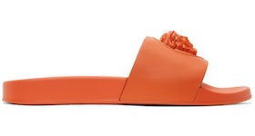 Versace Leather Slides La Medusa Orange