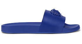 Versace Leather Slides La Medusa Royal Blue