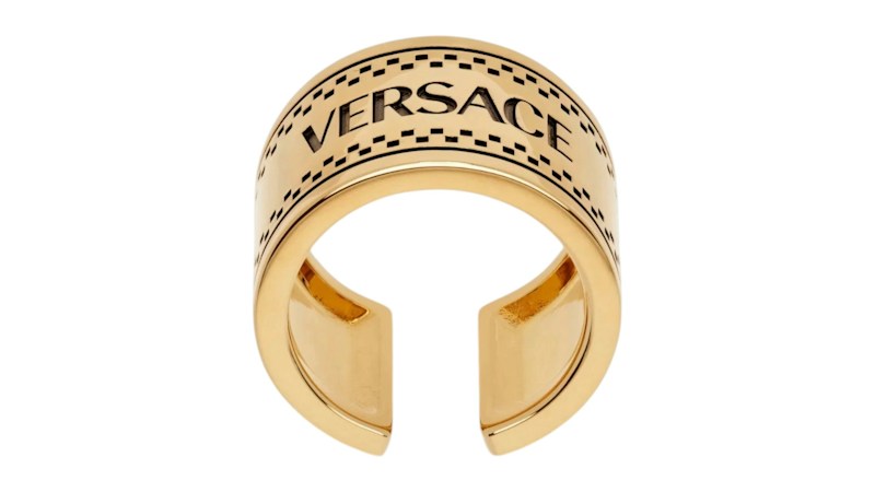 Versace Logo Engraved Chunky Ring Gold