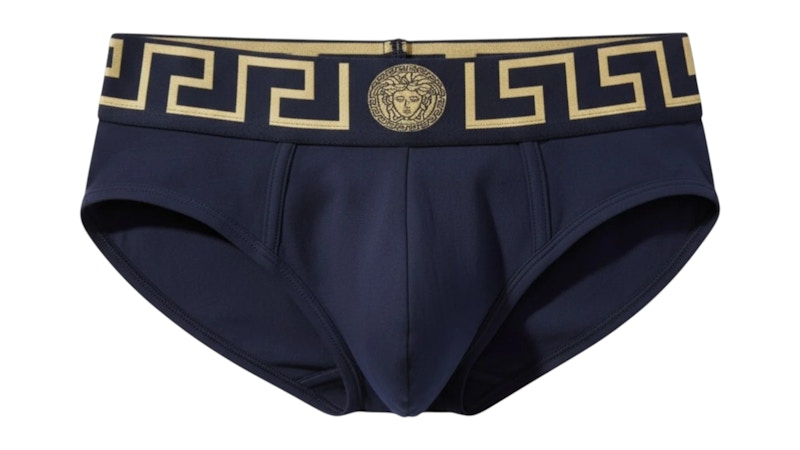Versace Logo Low Rise Slip Underwear Navy