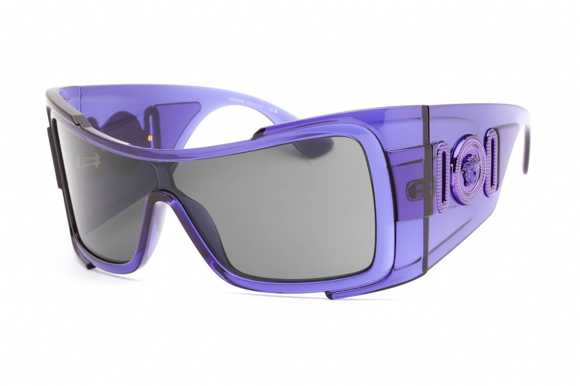 Pre-owned Versace Maxi Medusa Biggie Shield Sunglasses Purple (ve4451-541987)