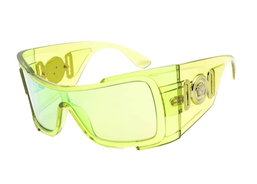 Pre-owned Versace Maxi Medusa Biggie Shield Sunglasses Yellow (ve4451-54208n)