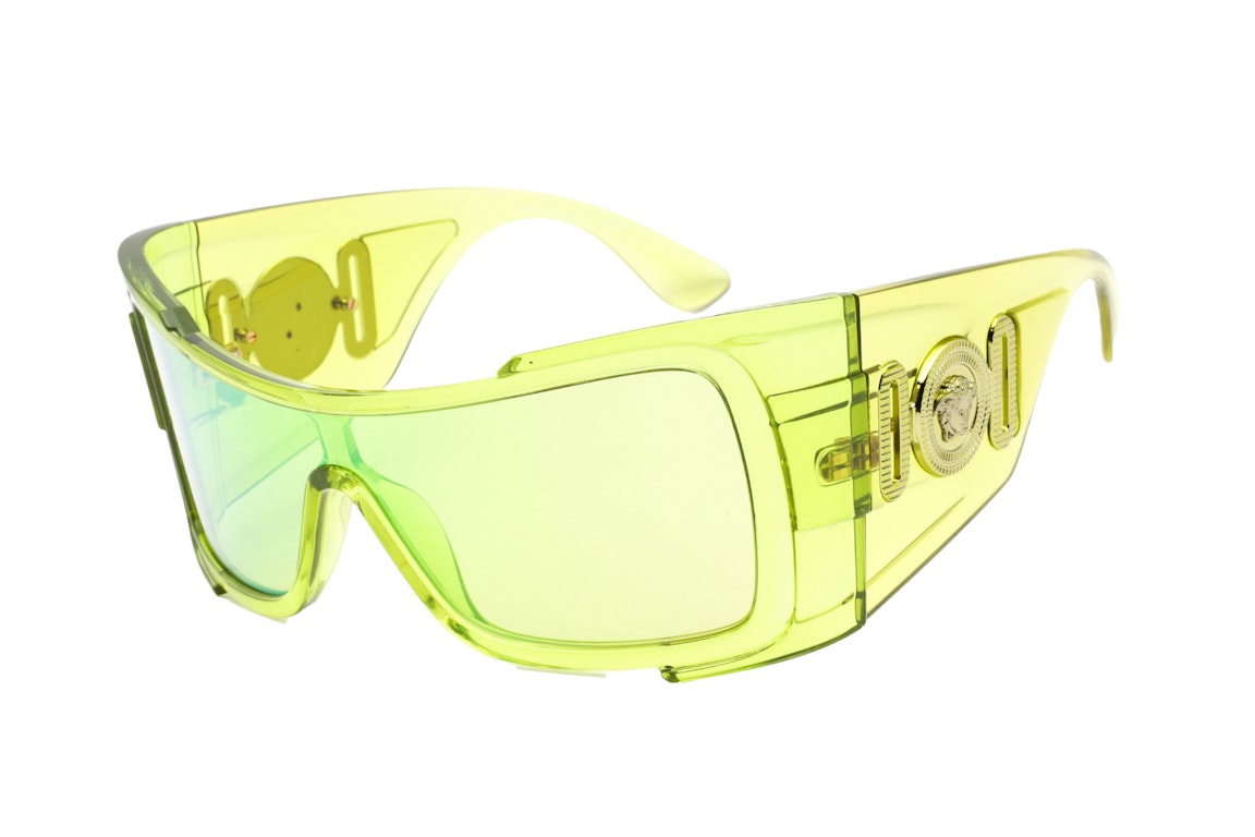 Pre-owned Versace Maxi Medusa Biggie Shield Sunglasses Yellow (ve4451-54208n)