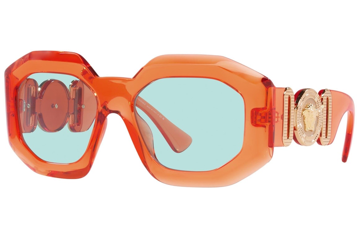 Pre-owned Versace Maxi Medusa Biggie Squared Sunglasses Orange (ve4424u-536265)