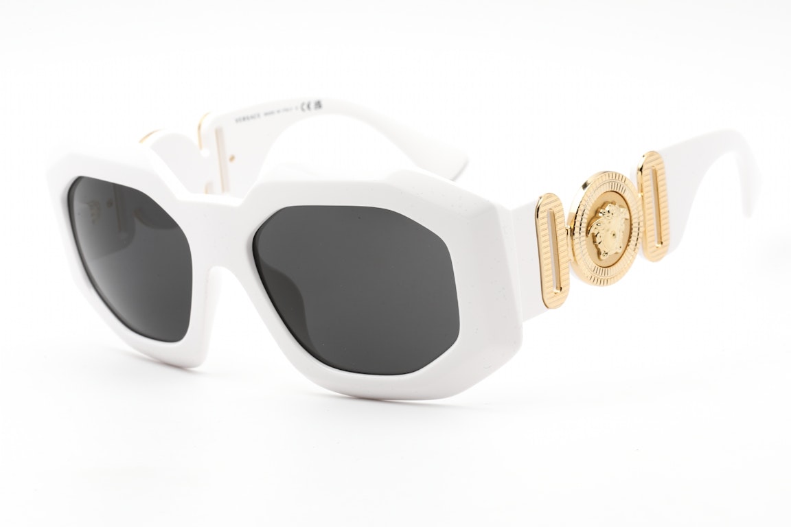 Pre-owned Versace Maxi Medusa Biggie Squared Sunglasses White (ve4424u-314/87)