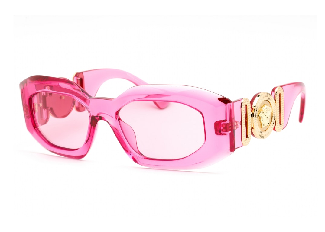 Pre-owned Versace Maxi Medusa Biggie Sunglasses Transparent Pink (ve4425u-542184)