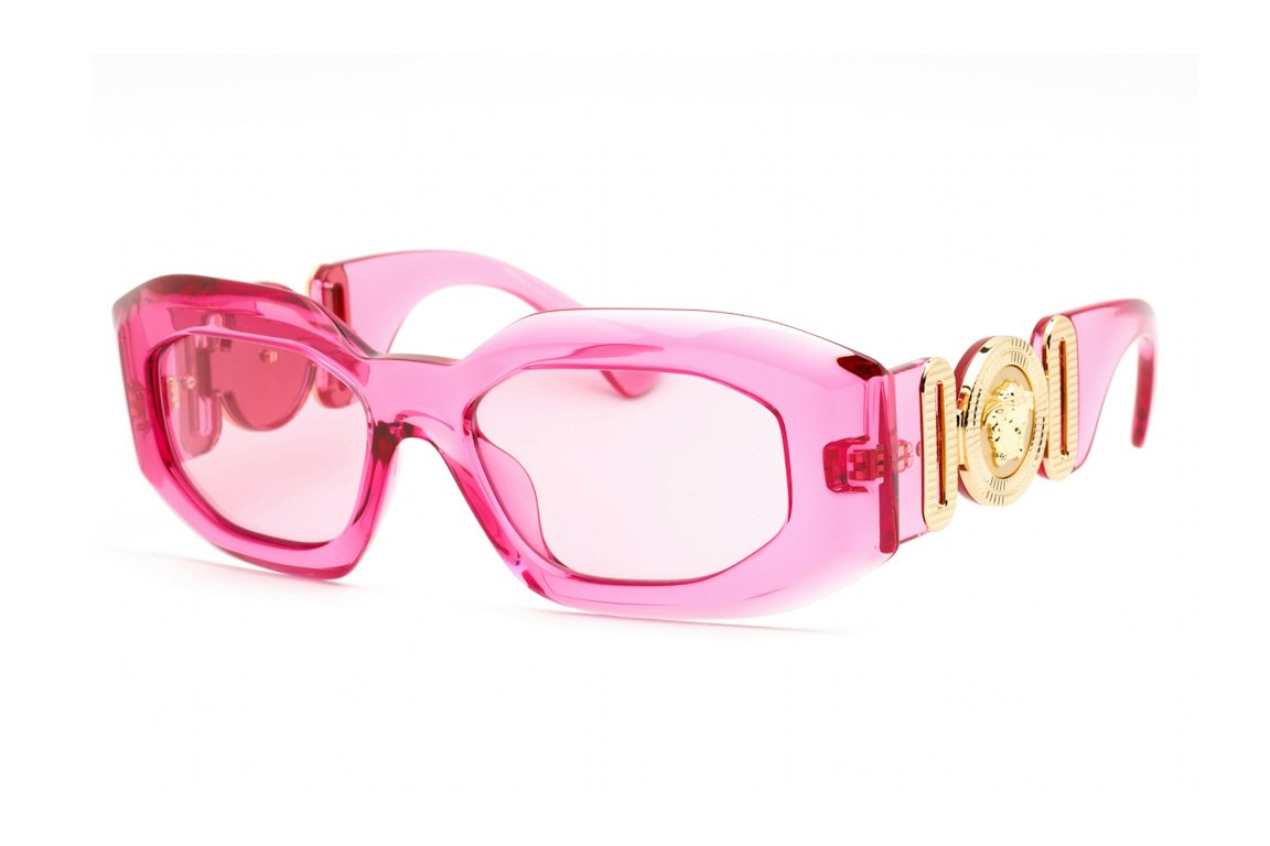 Pre-owned Versace Maxi Medusa Biggie Sunglasses Transparent Pink (ve4425u-542184)