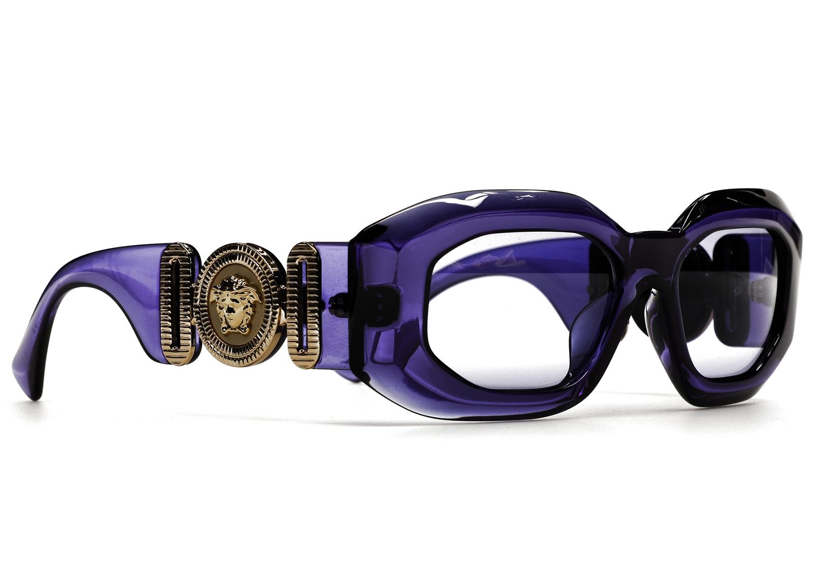 1990s Versace Purple Iridescent Shield Sunglasses | Versace sunglasses,  Shield sunglasses, Sunglasses