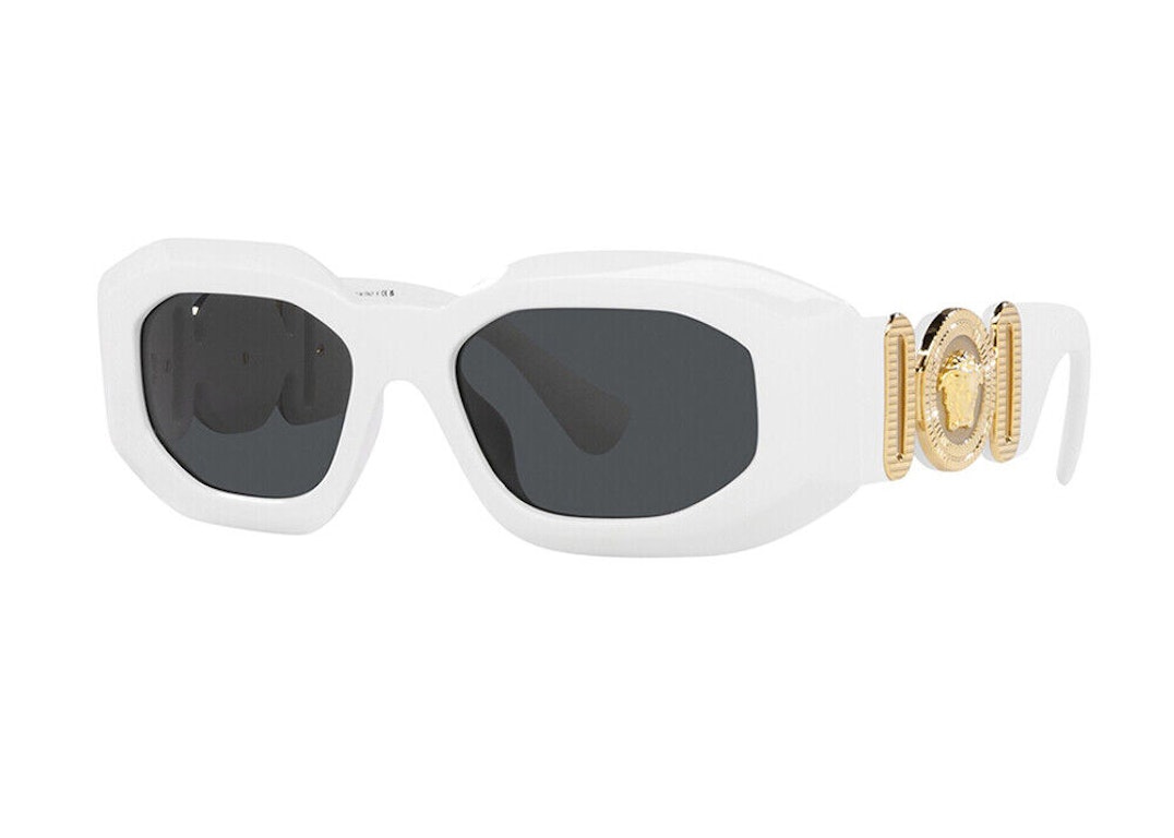 Pre-owned Versace Maxi Medusa Biggie Sunglasses White (ve4425u-314-87)