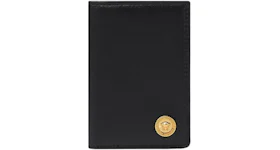 Versace Medusa Biggie (6 Card Slot 1 Cash Compartments) Bi-Fold Card Holder Black/Gold