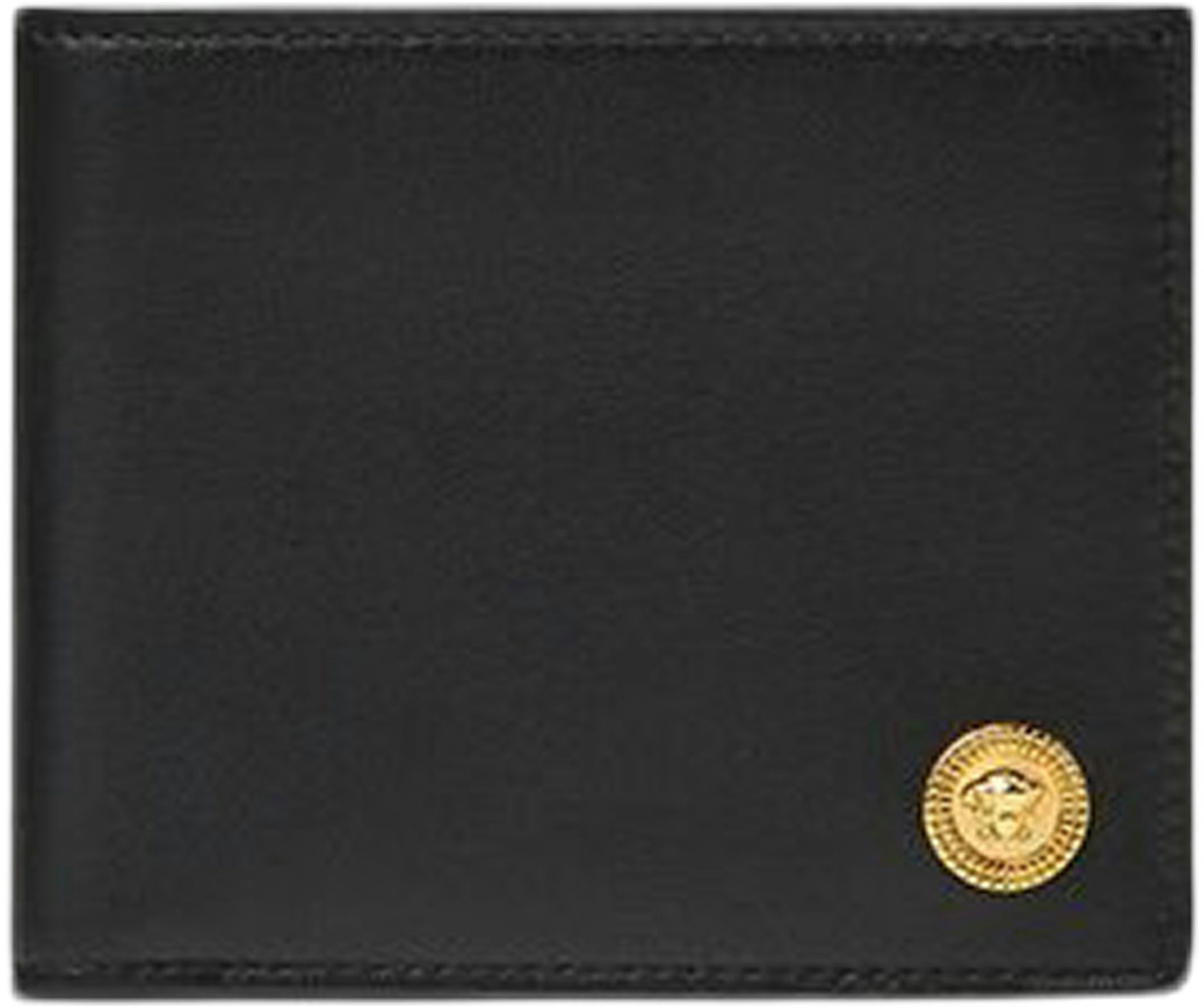 Versace Biggie Medusa Coin Bifold Wallet in Black/Gold
