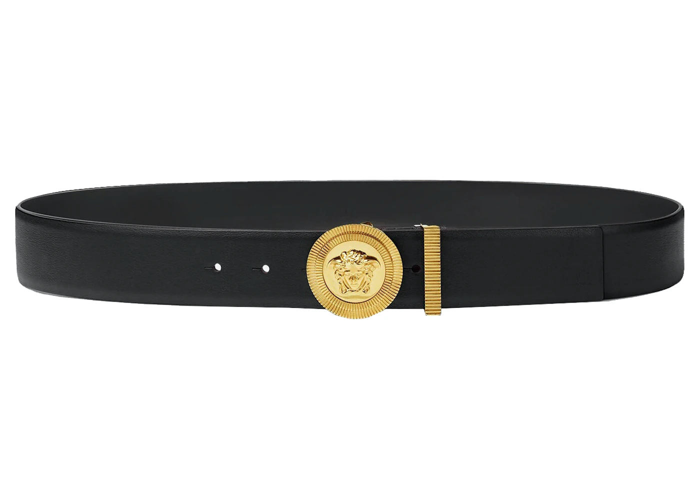 Versace Medusa Biggie Belt Black in Leather with Gold-tone - US