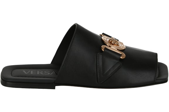 Versace Medusa Sandalo Slide Biggie in Pelle Nero