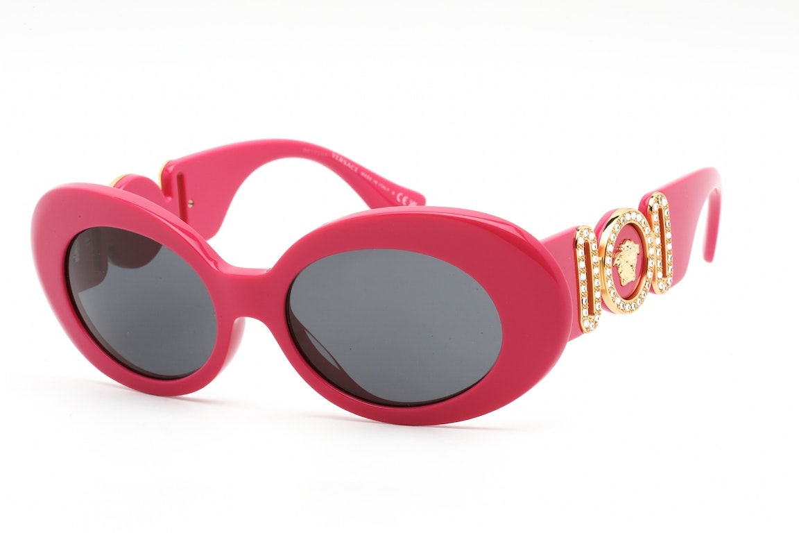 Pre-owned Versace Medusa Biggie Oval Sunglasses Hot Pink (ve4426bu-536787)