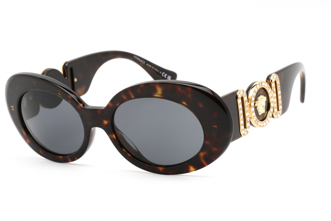 Pre-owned Versace Medusa Biggie Oval Sunglasses Tortise (ve4426bu-108/87)