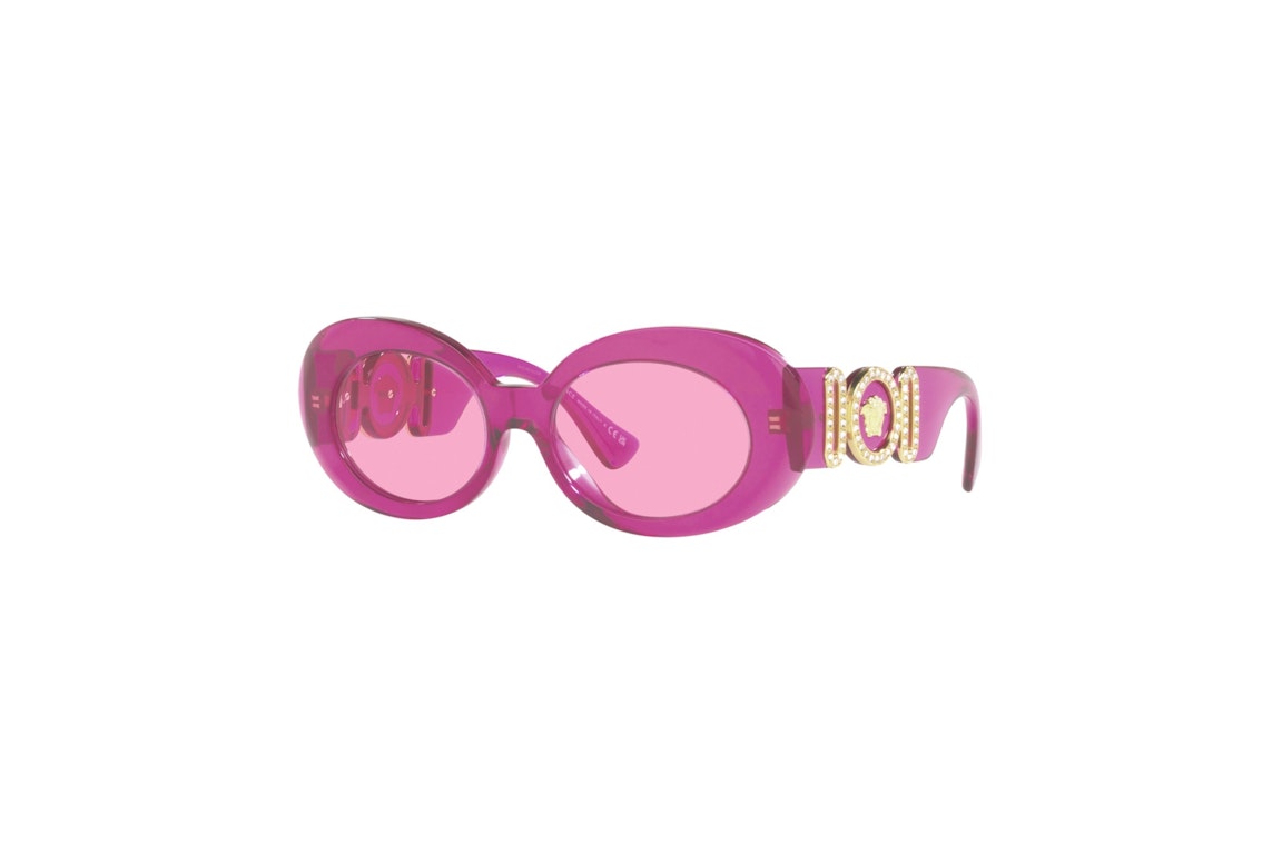 Pre-owned Versace Medusa Biggie Oval Sunglasses Transparent Pink (ve4426bu-5334-5-54)