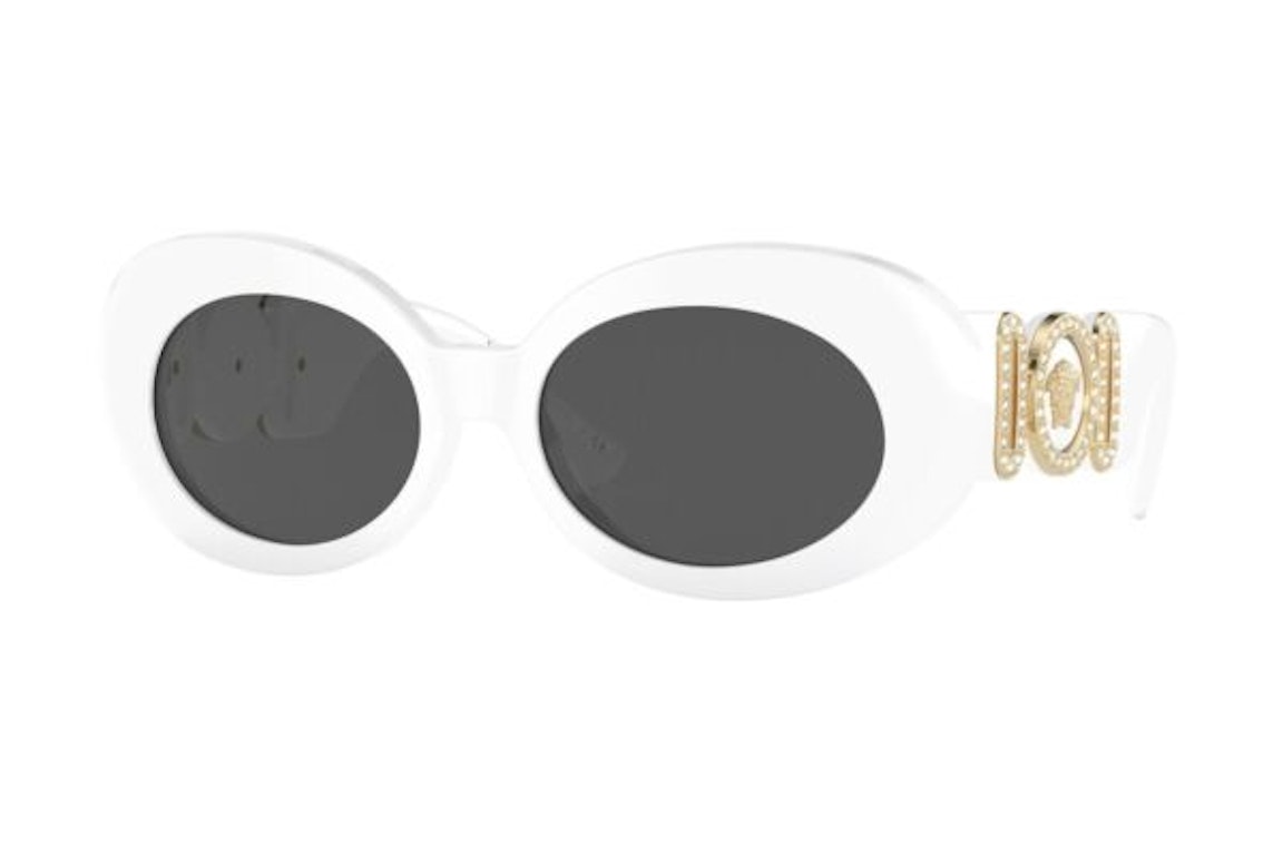 Pre-owned Versace Medusa Biggie Oval Sunglasses White (ve4426bu-31487)
