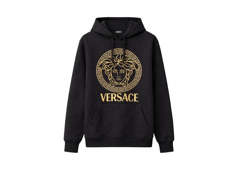 Men's Versace Medusa Cotton Hoodie in Black
