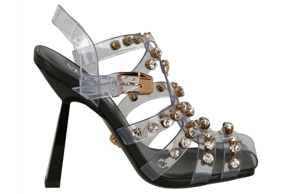 Versace Medusa Embellished Cage Heel Noir (femme)