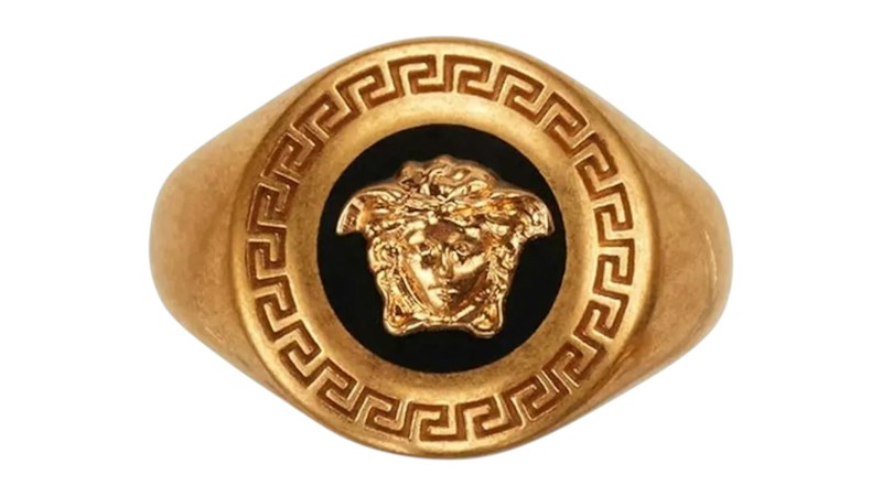 Versace Medusa Enamel Signet Ring Gold