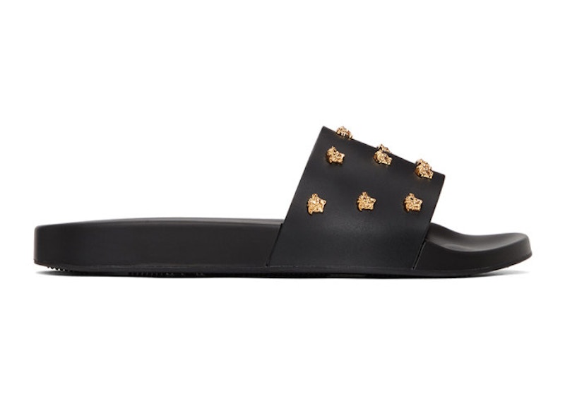 versace medusa slides black and gold