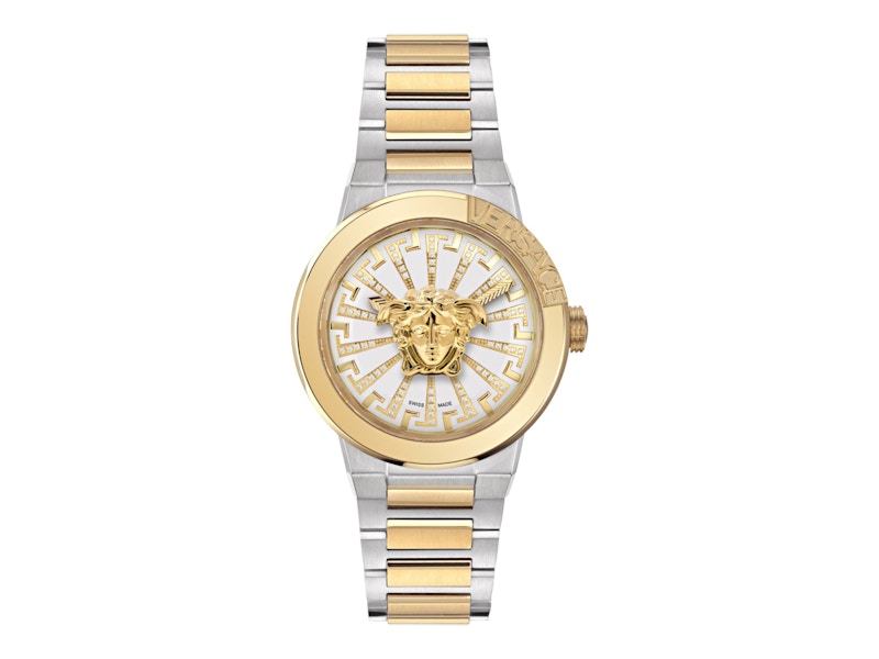 Pre-owned Versace Women's Medusa Infinite Diamond Ve3f00823 Watch In Stainless Steel In Silver
