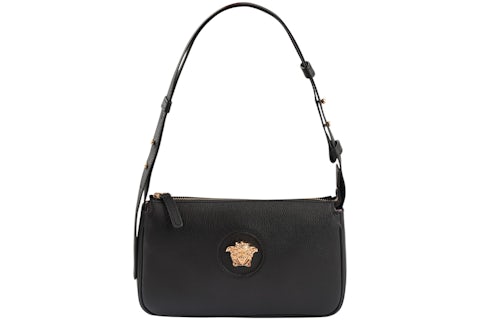 Versace Medusa Logo Hobo Shouder Bag Black in Leather with