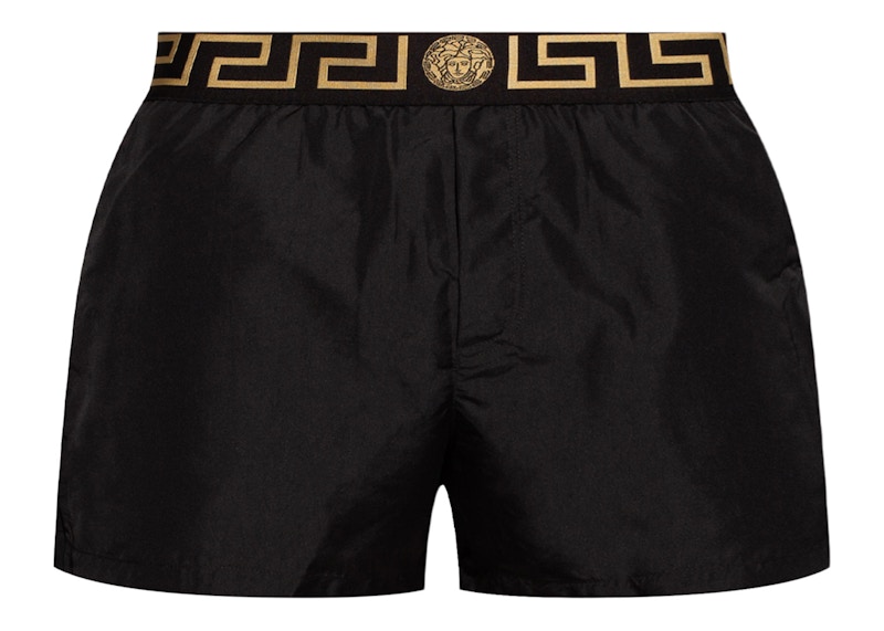 Pre-owned Versace Men's  Medusa Logo Swim Shorts In Black