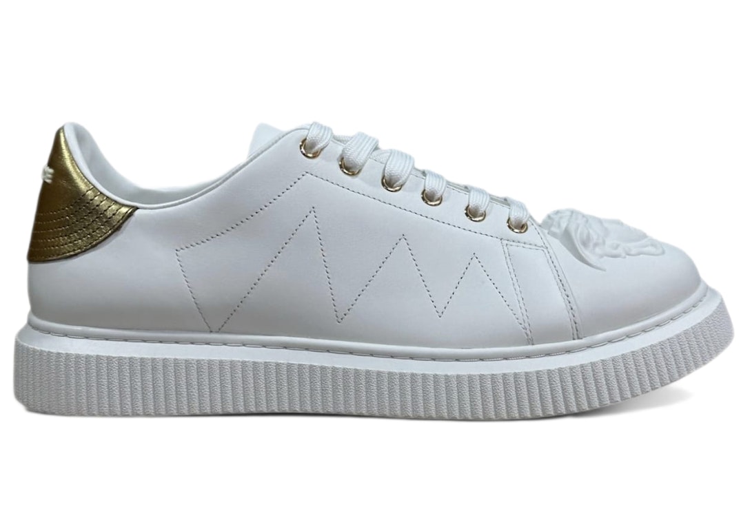 Pre-owned Versace Medusa Low Sneakers White Gold In White/gold
