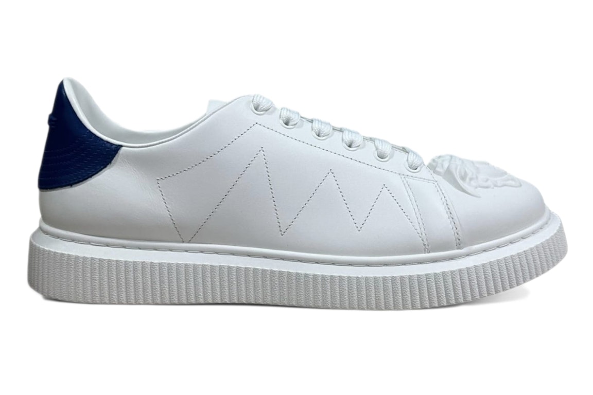 Pre-owned Versace Medusa Low Sneakers White Navy In White/navy