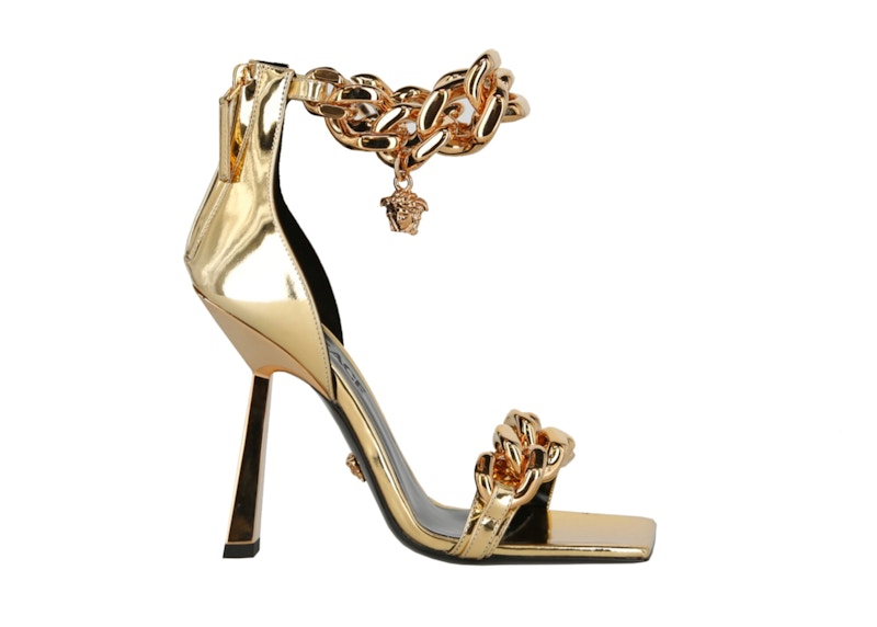 Versace Medusa Metallic Chain Sandals Gold (Women's 