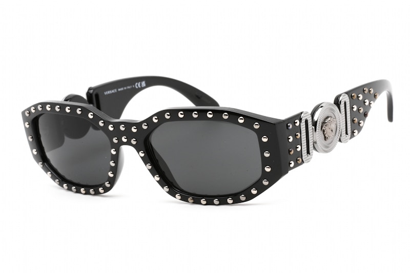 Versace Medusa Oval Sunglasses Black/Dark Grey (VE4361-539887 53 
