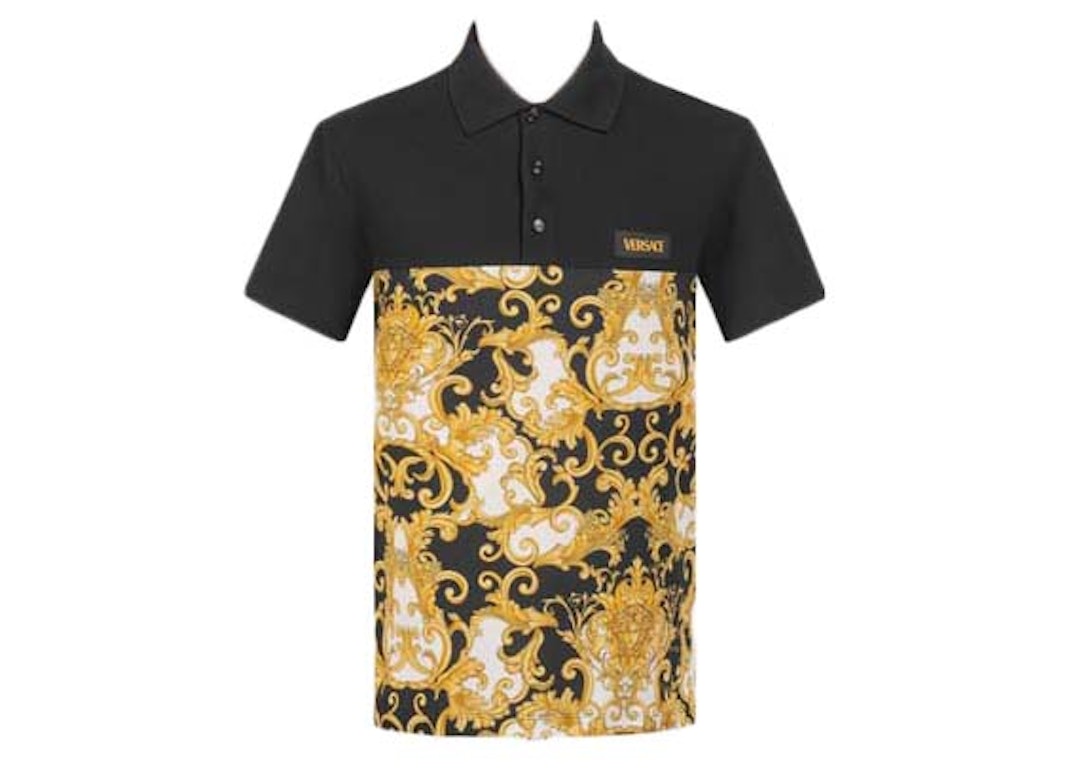 Pre-owned Versace Medusa Print Short Sleeves Polo Shirt Black/yellow
