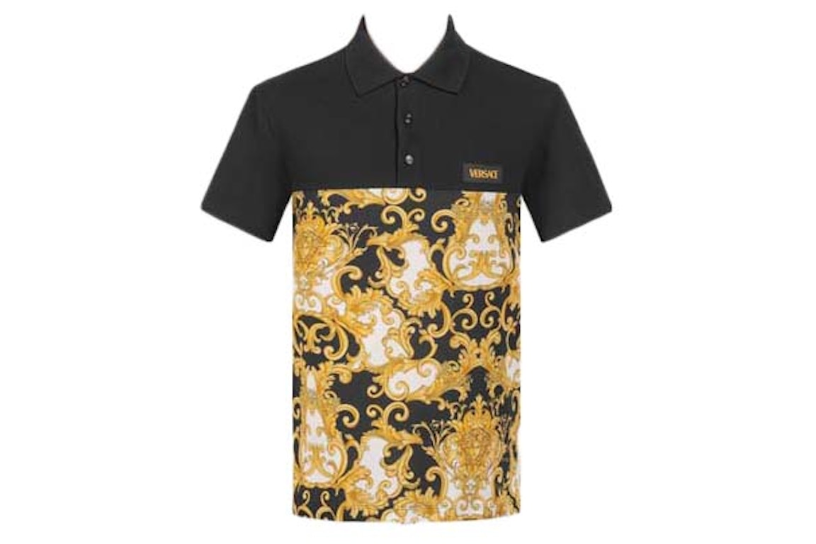 Pre-owned Versace Medusa Print Short Sleeves Polo Shirt Black/yellow
