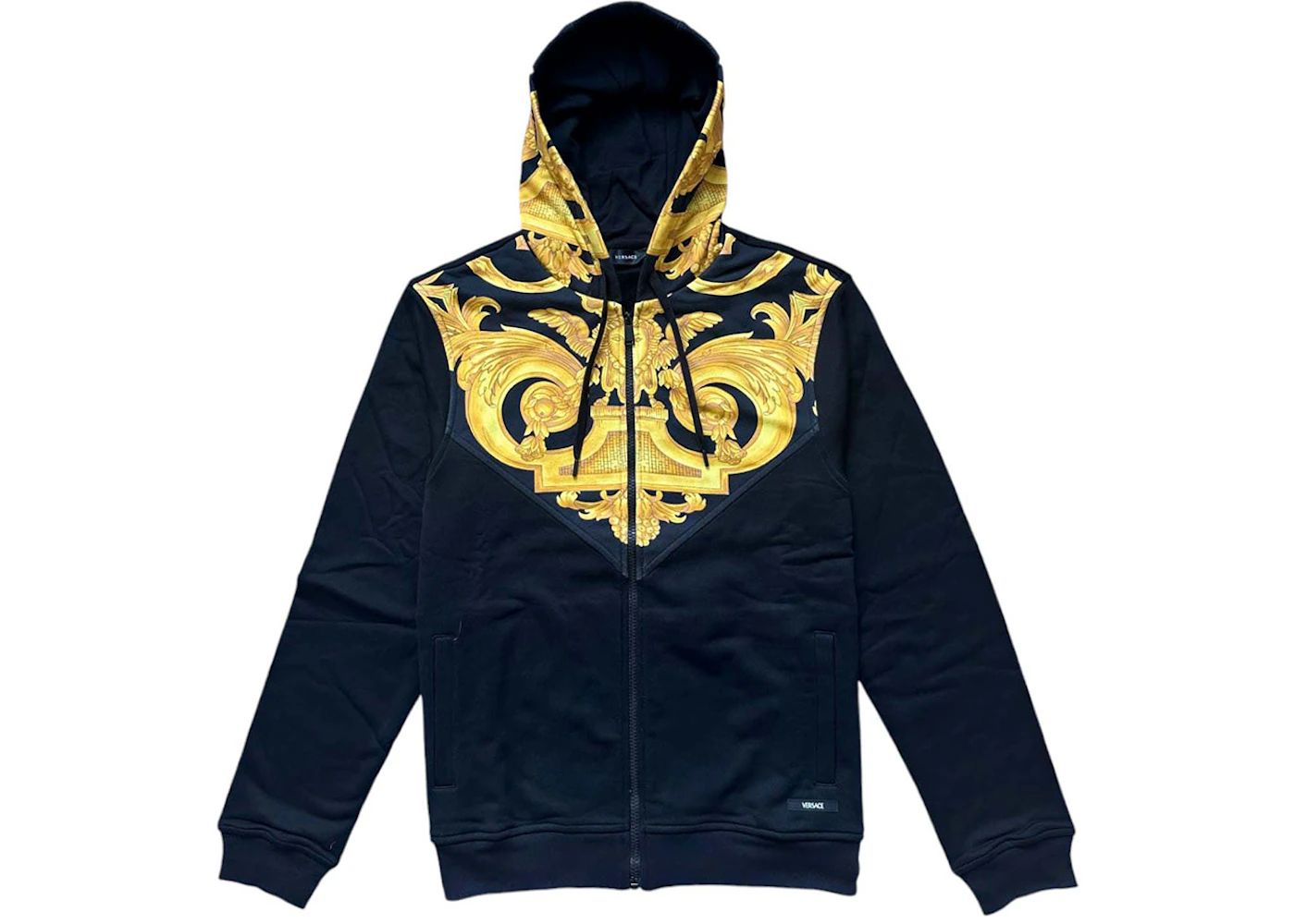 Versace Medusa Print Zip-Up Hoodie Black Men's US