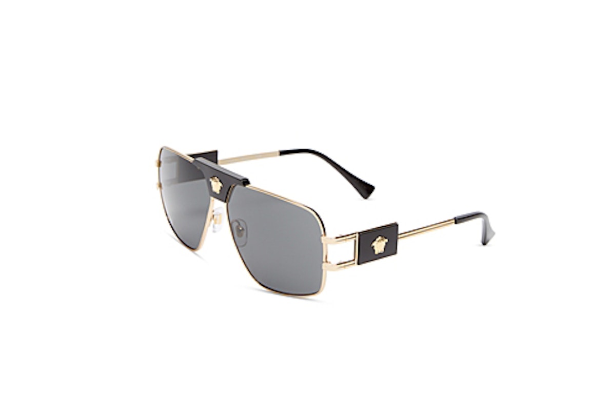 Pre-owned Versace Medusa Steel Sunglasses Gold (ve2251-100287)