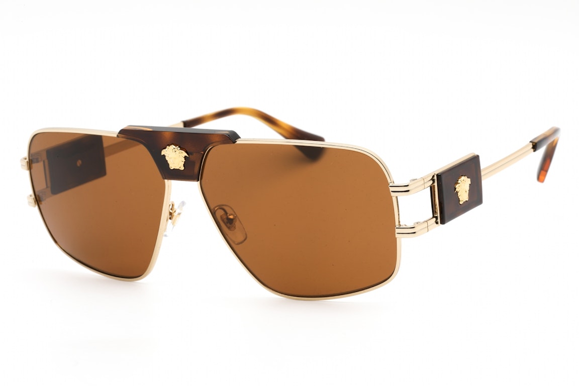 Pre-owned Versace Medusa Steel Sunglasses Gold (ve2251-147073)